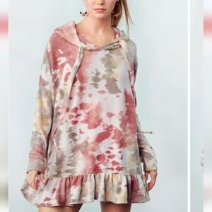 Fluffy Tie Dye Hoodie Tunic